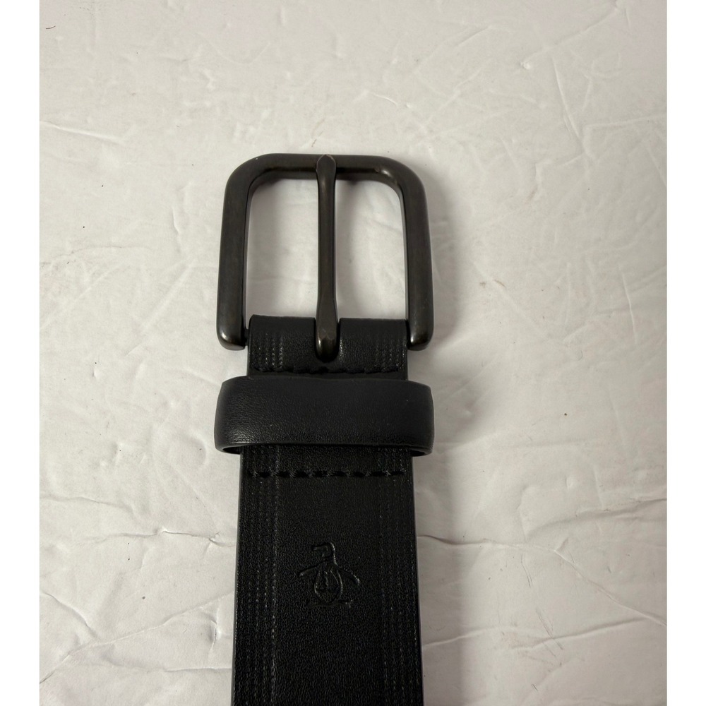 Original Penguin Mens Black Leather Dress Belt Size 32 HN75004
